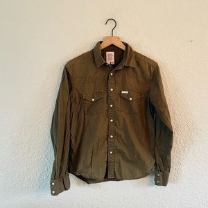 Topo Designs Snap Front army Green Button Up